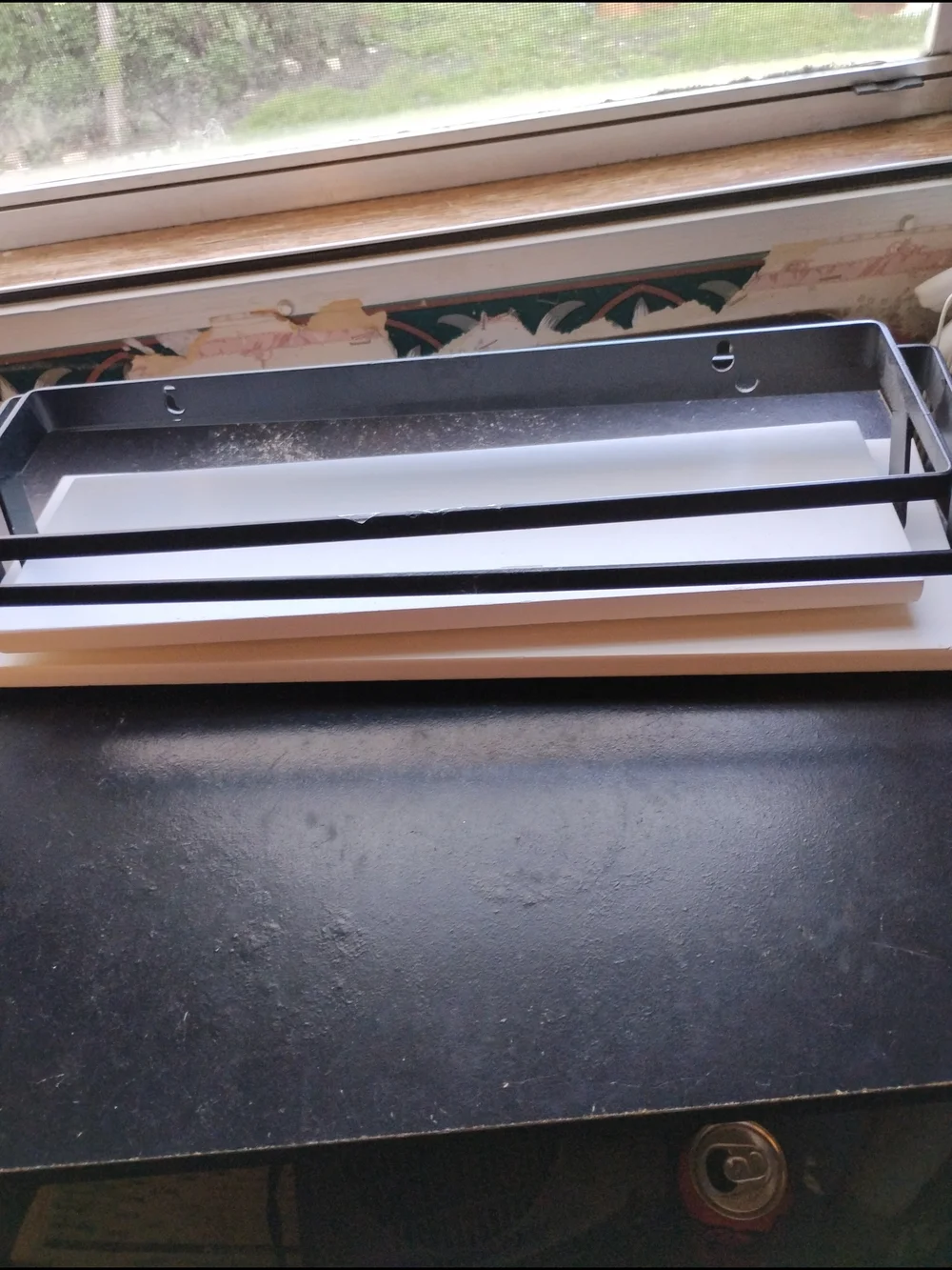 White and Black Wall Shelf Set - Modern Floating Bathroom Shelves